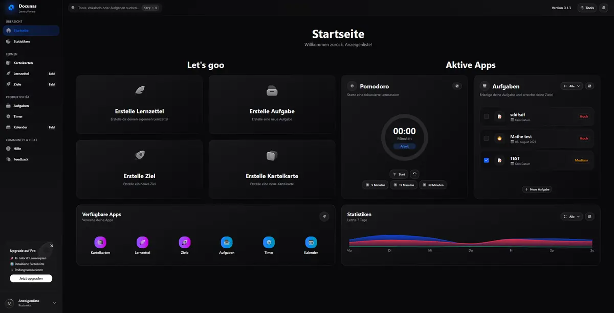 Screenshot von Docunas