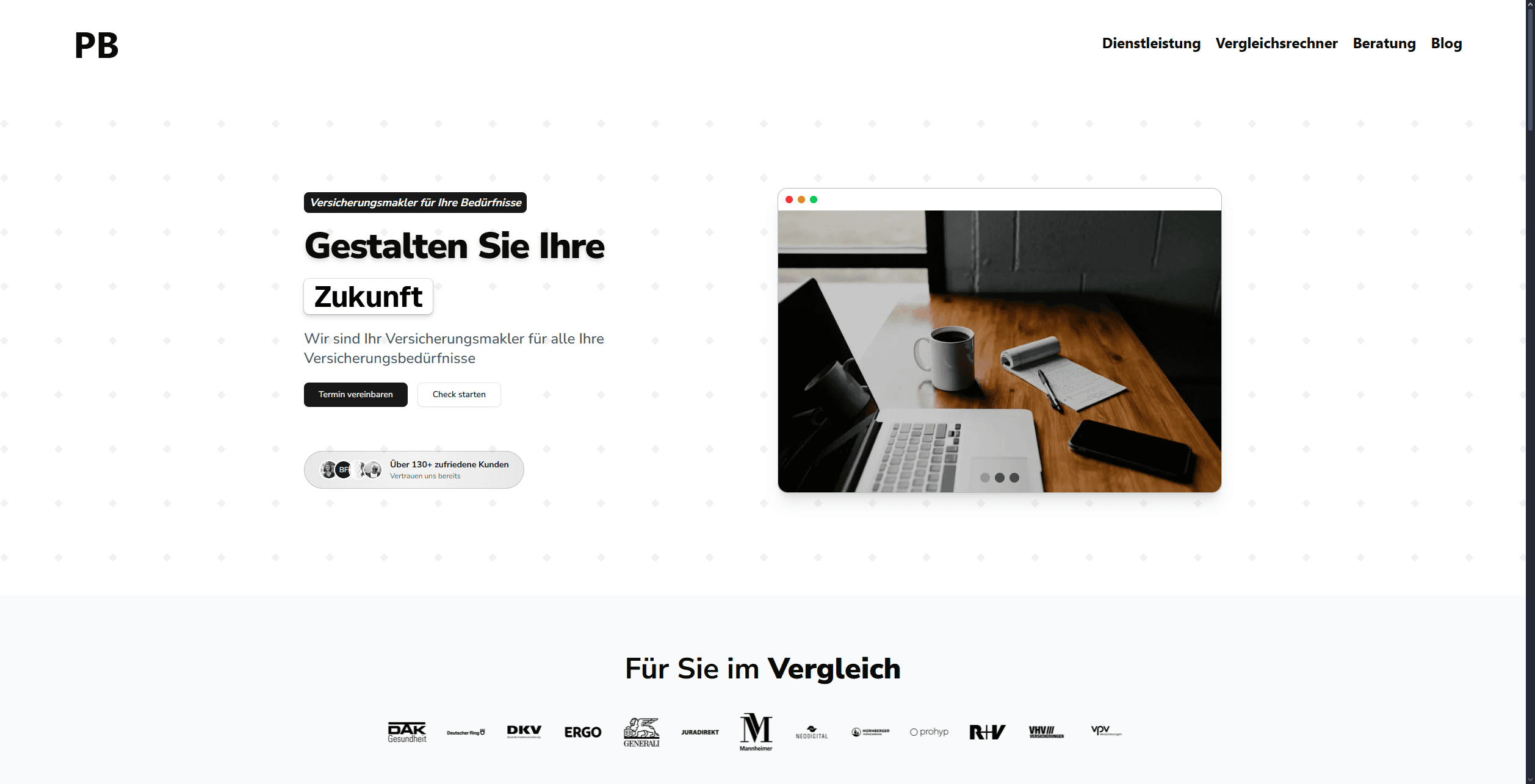 Screenshot von Versicherungsmakler - Unternehmenswebsite